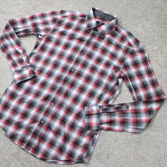 BOSS Hugo Boss Shirt Mens Medium Red/Black Ronni_2 Slim Fit Flip Cuff Cotton L/S - Picture 4 of 15